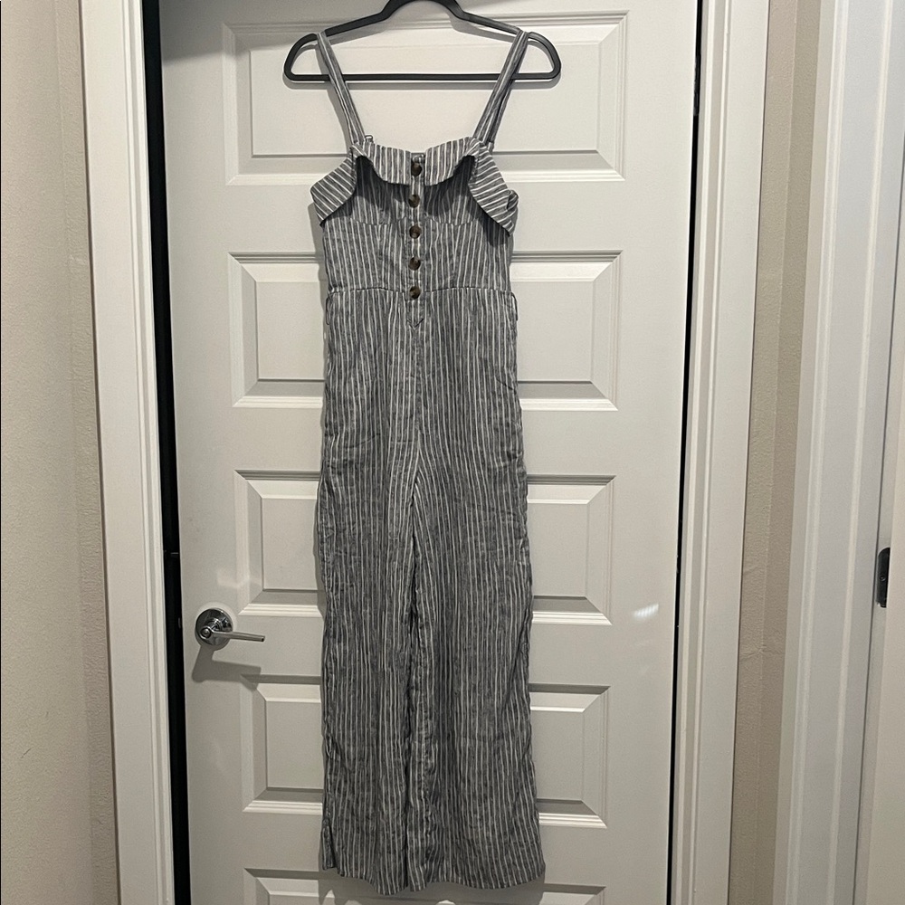 American Eagle Outfitters Black and White Striped Jumpsuit